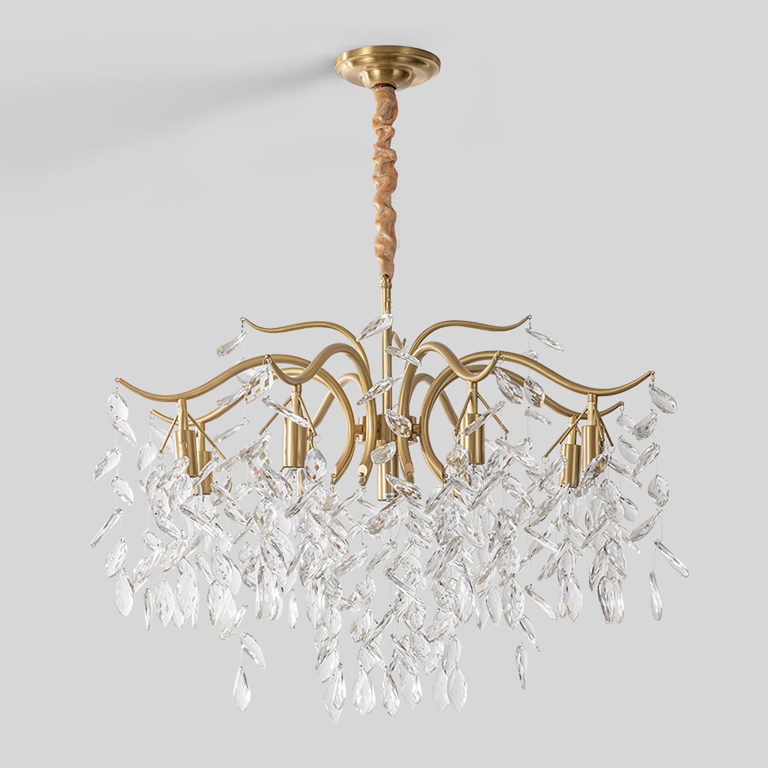 Firnal Chandelier Iron & Crystal Leaf