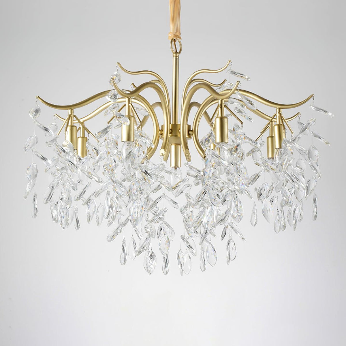 Firnal Chandelier Iron & Crystal Leaf