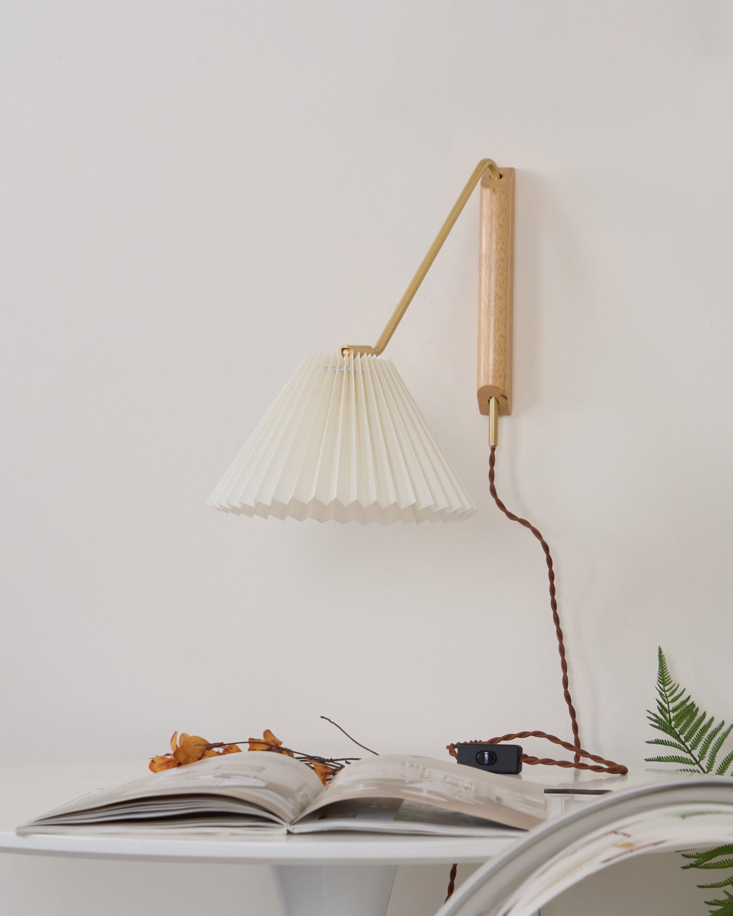 Feyora Pleated Fabric Wall Lamp - Neutral Decor