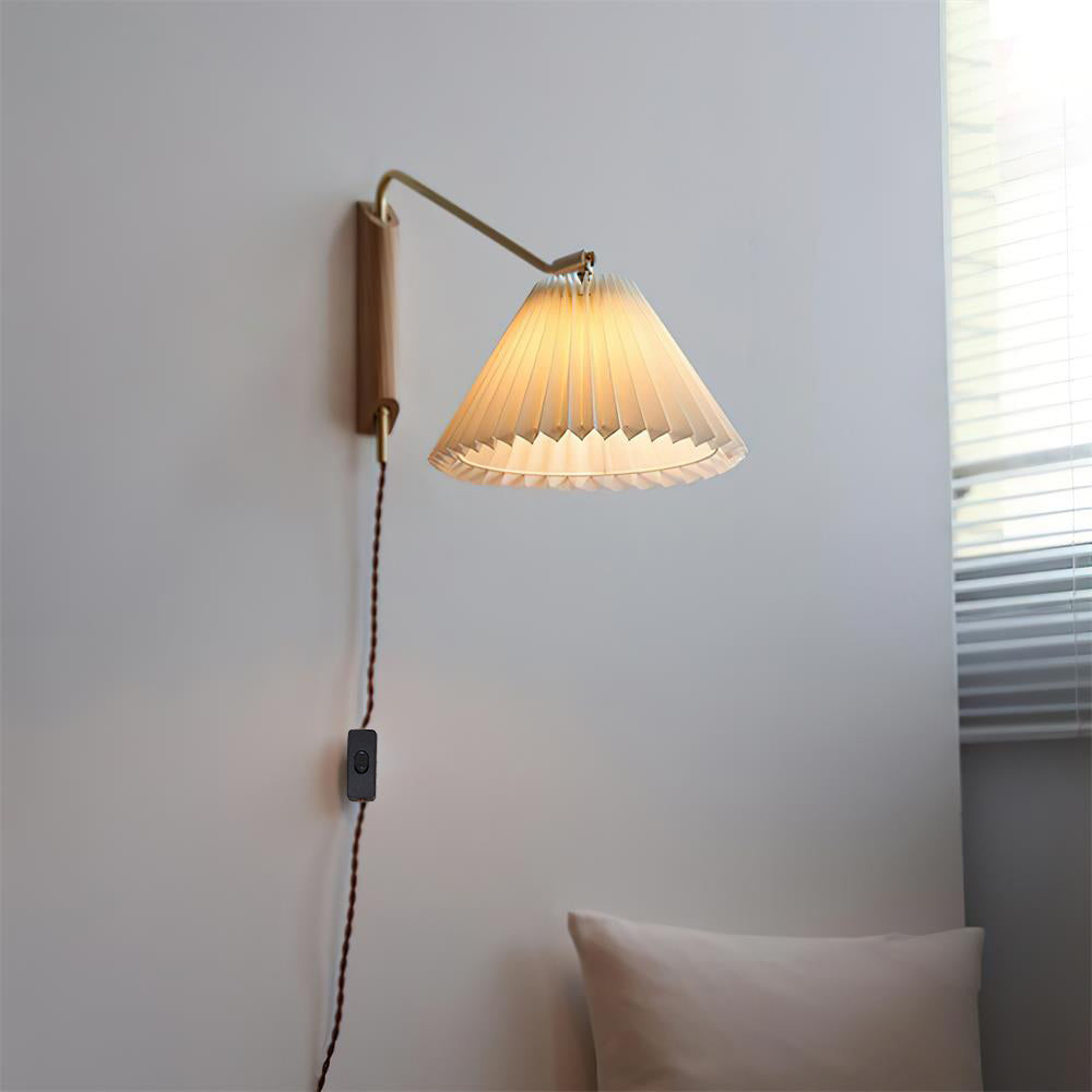Feyora Pleated Fabric Wall Lamp - Neutral Decor