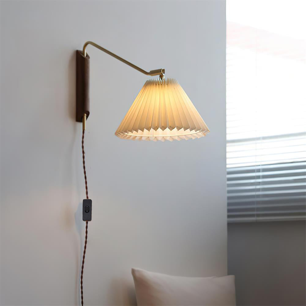 Feyora Pleated Fabric Wall Lamp - Neutral Decor