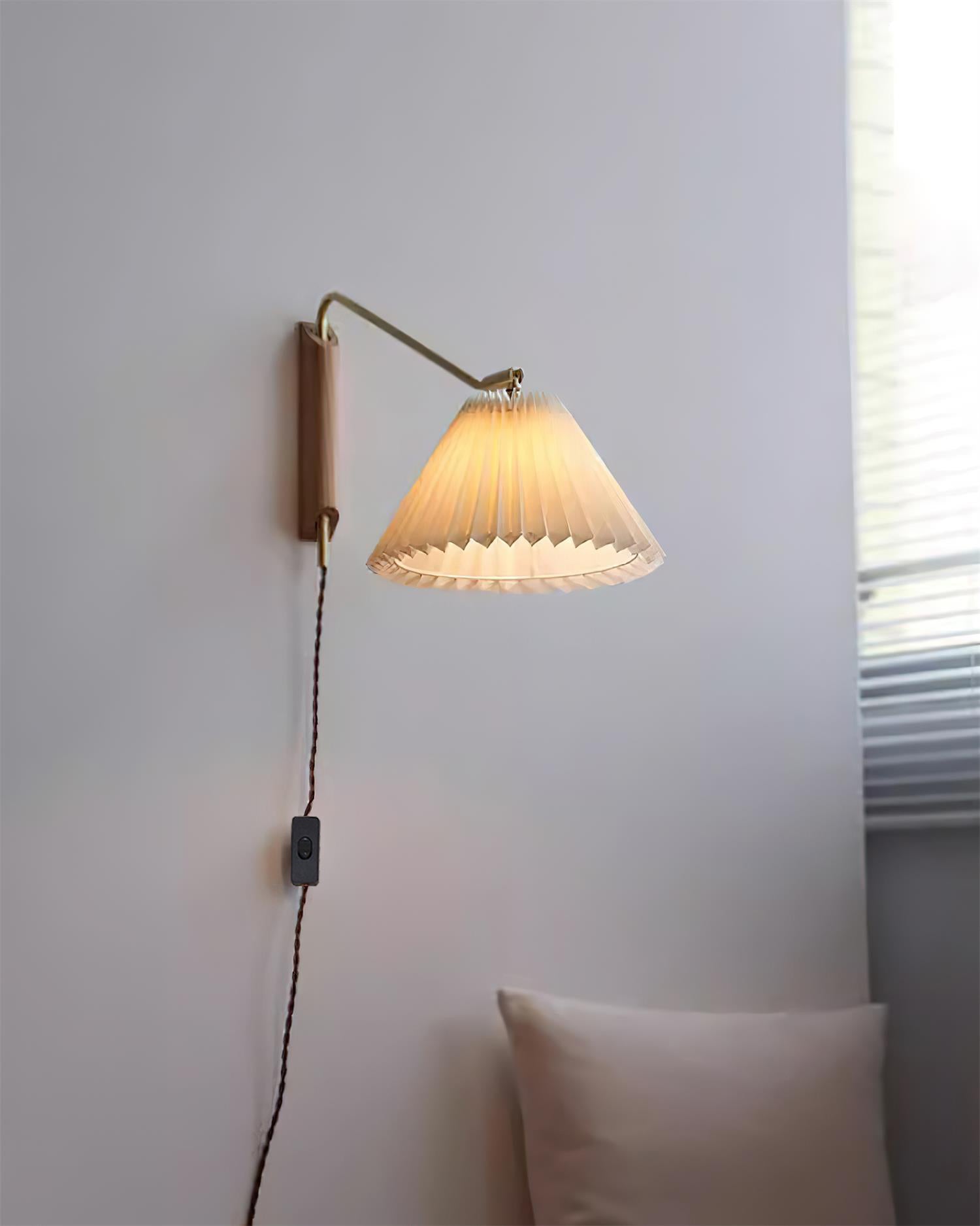 Feyora Pleated Fabric Wall Lamp - Neutral Decor