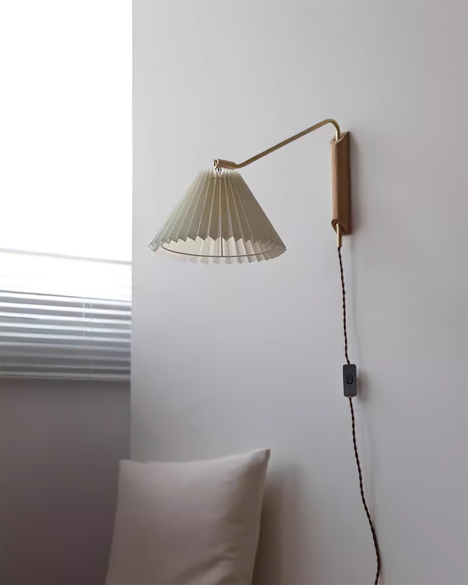 Feyora Pleated Fabric Wall Lamp - Neutral Decor