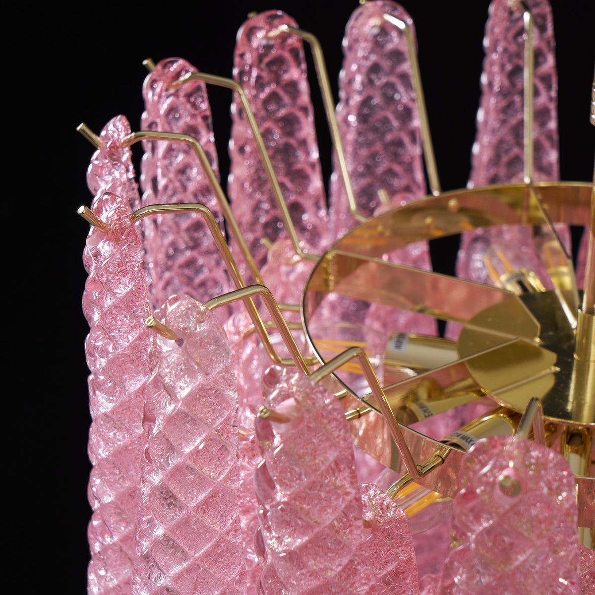 Veliena Chandelier Pink Droplet Murano Glass Diamond Pattern Waterfall