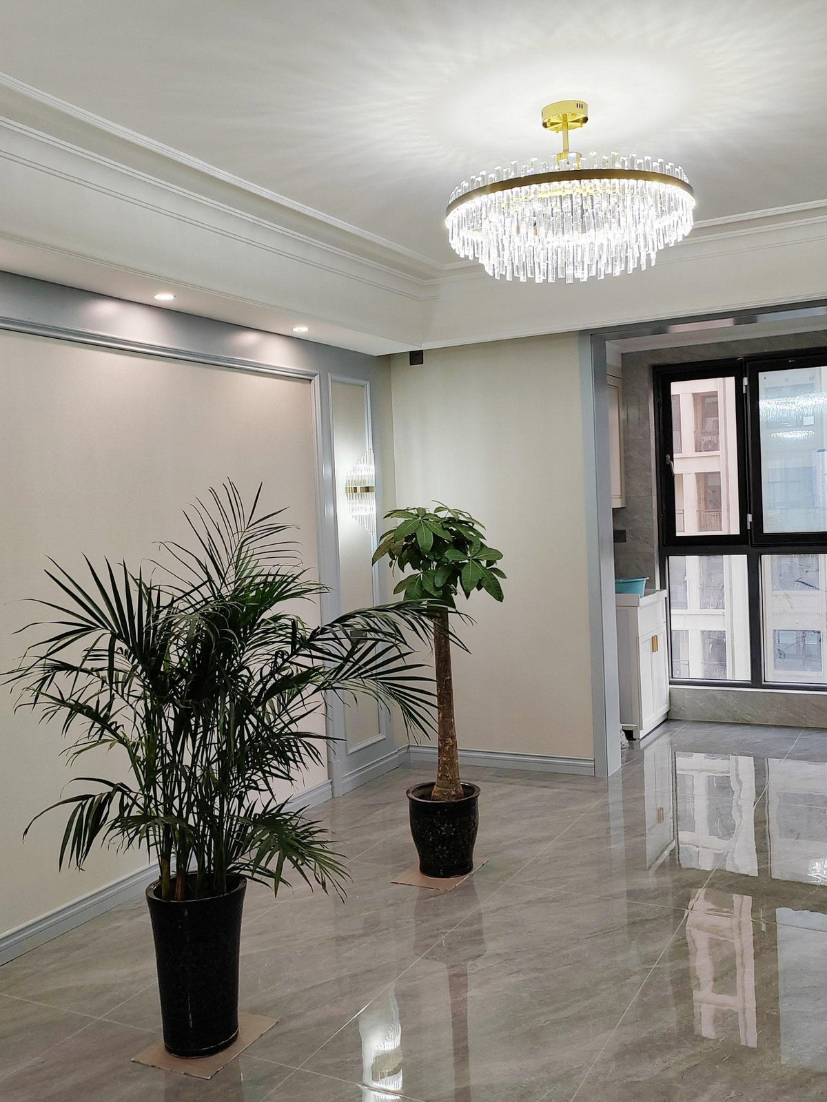Elyeira Chandelier Brass Crystal Drum Elegant