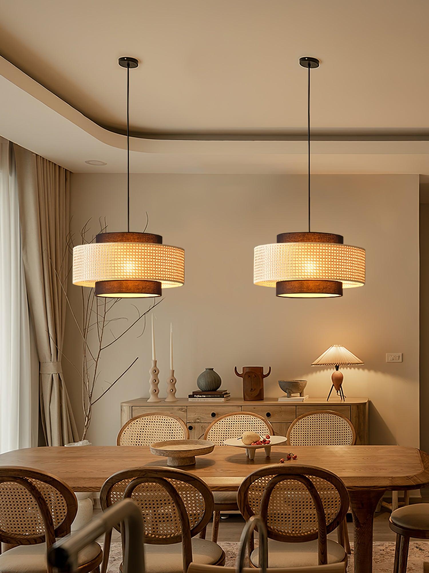 Zerither Rattan Fabric Pendant Light