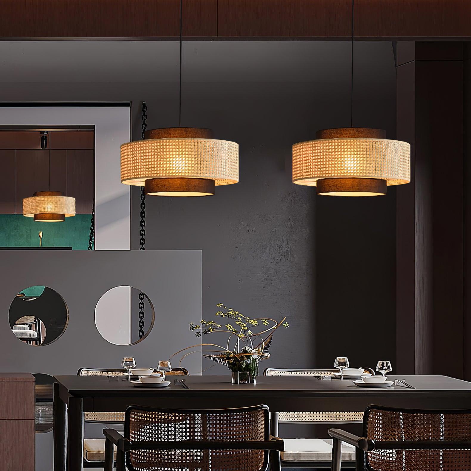 Zerither Rattan Fabric Pendant Light