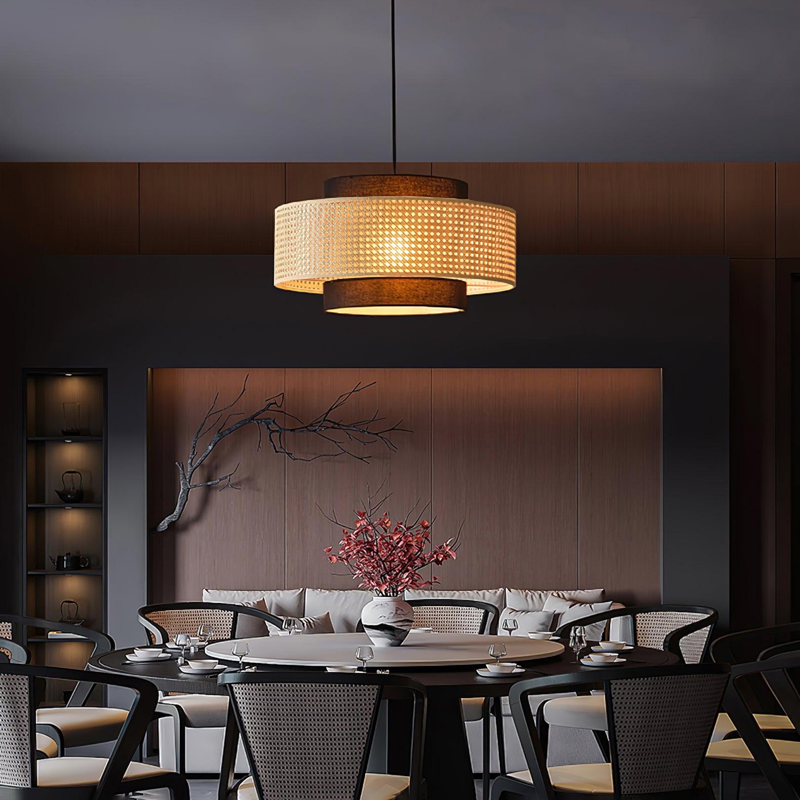 Zerither Rattan Fabric Pendant Light
