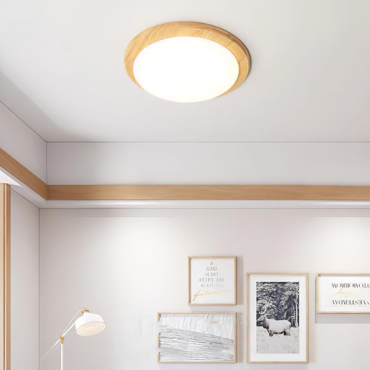Myshae Modern Minimalist Drum Wood Ceiling Lamp