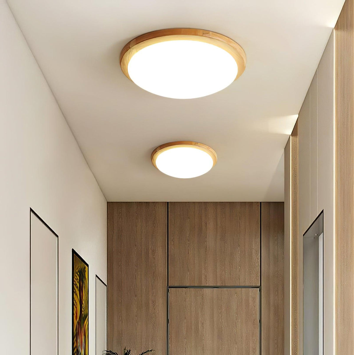 Myshae Modern Minimalist Drum Wood Ceiling Lamp