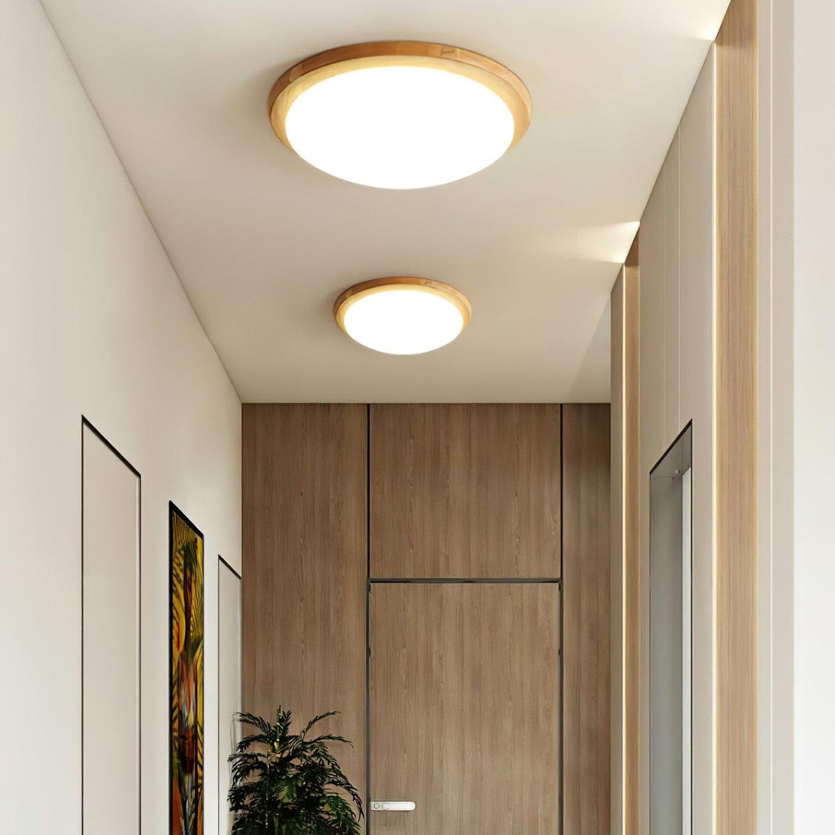 Myshae Modern Minimalist Drum Wood Ceiling Lamp
