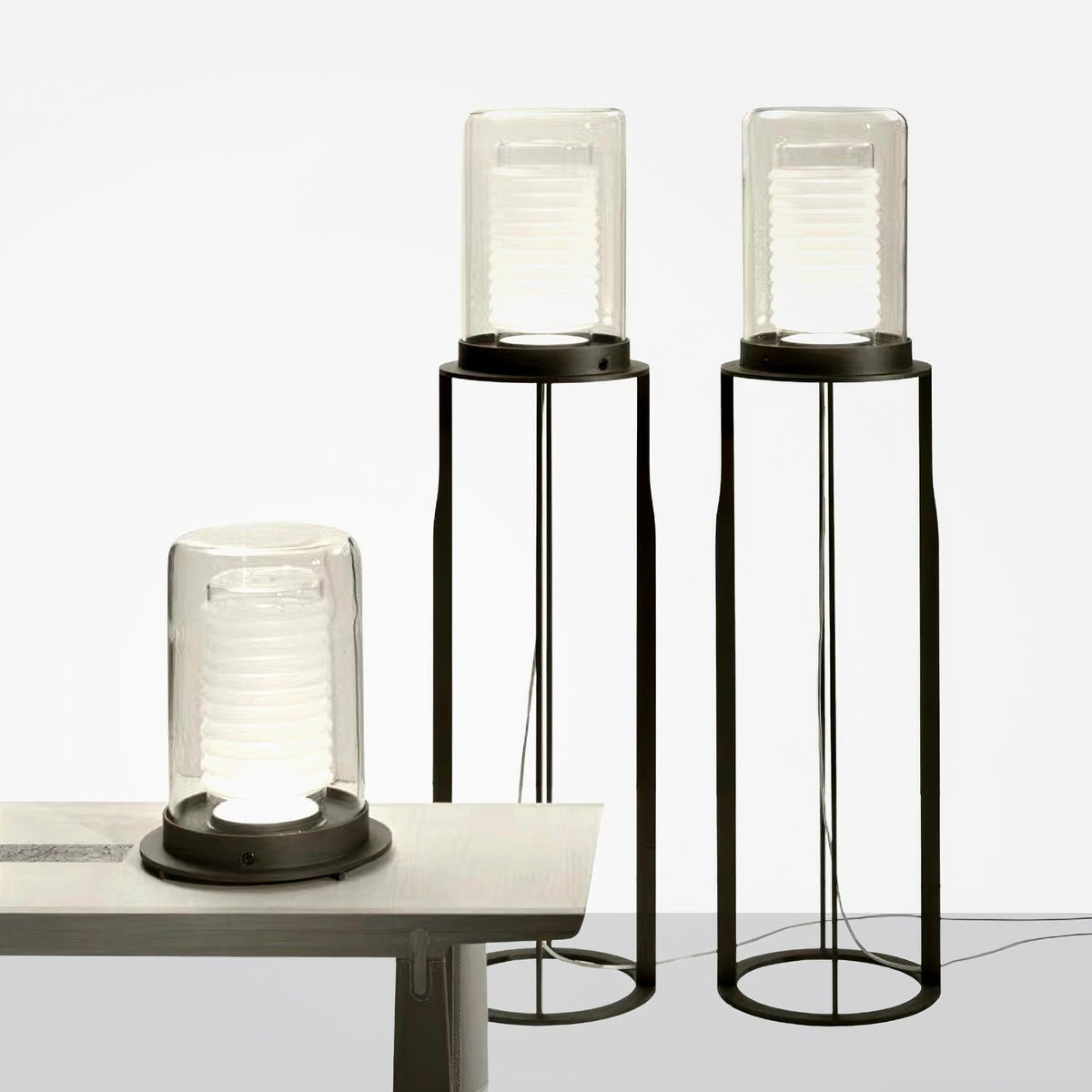 Lioraielle Dual Cylinder Glass Floor Lamp