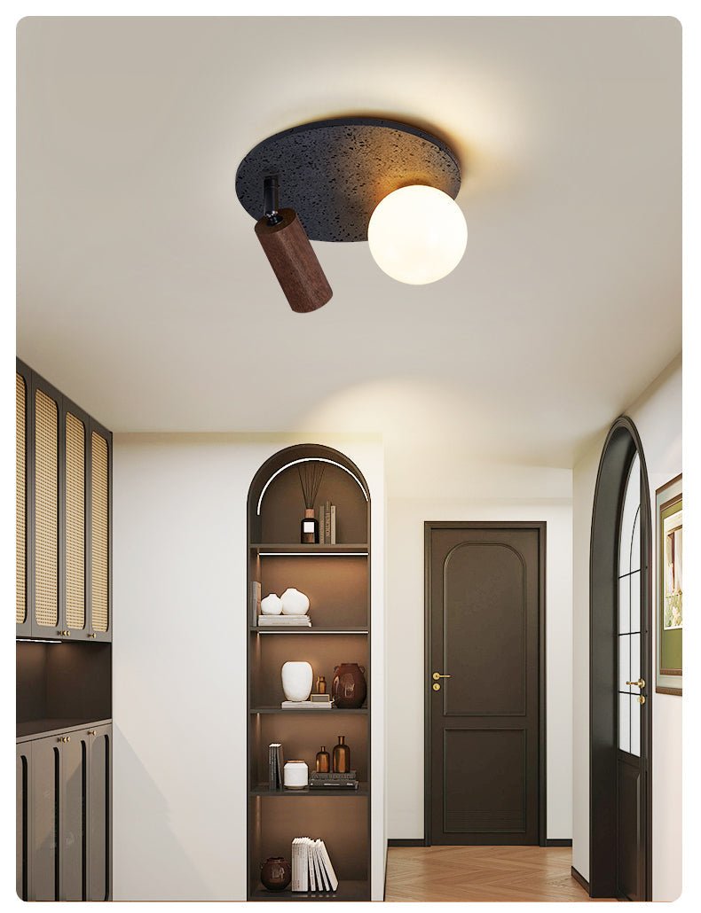 Qule Flexible Black Travertine Ceiling Light