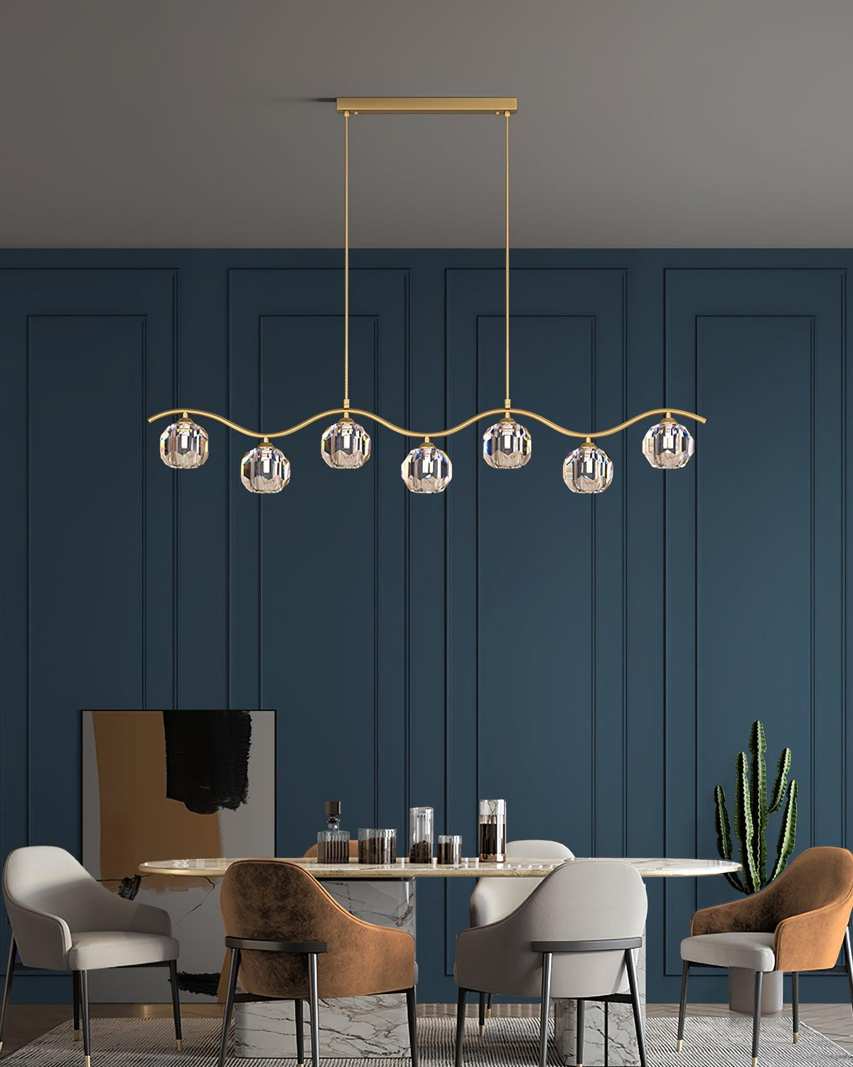 Luxenora Chandelier Copper and Crystal Geometrical