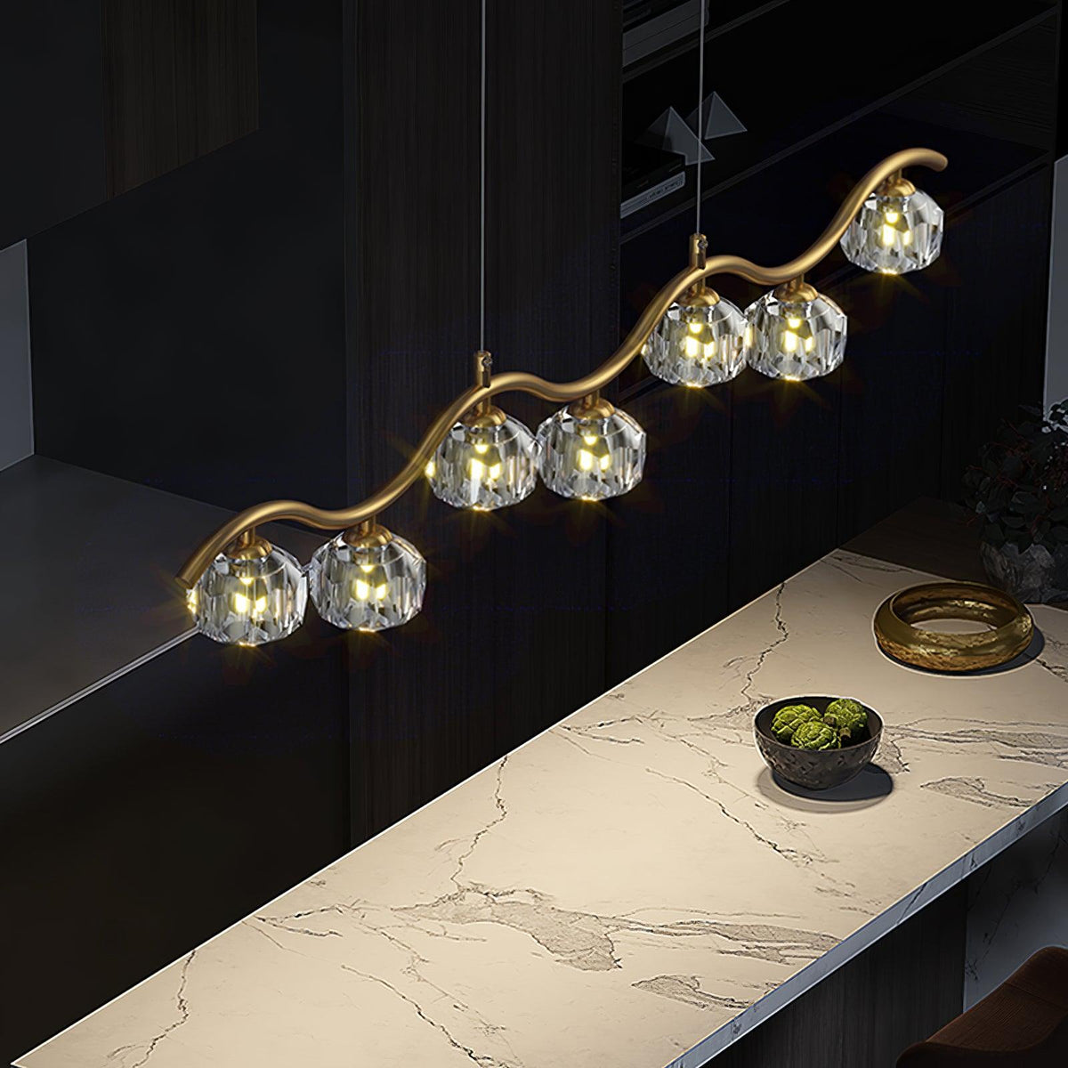 Luxenora Chandelier Copper and Crystal Geometrical