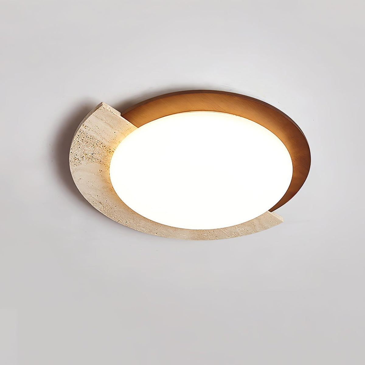 Noraaine Arc-Rim Travertine Ceiling Light
