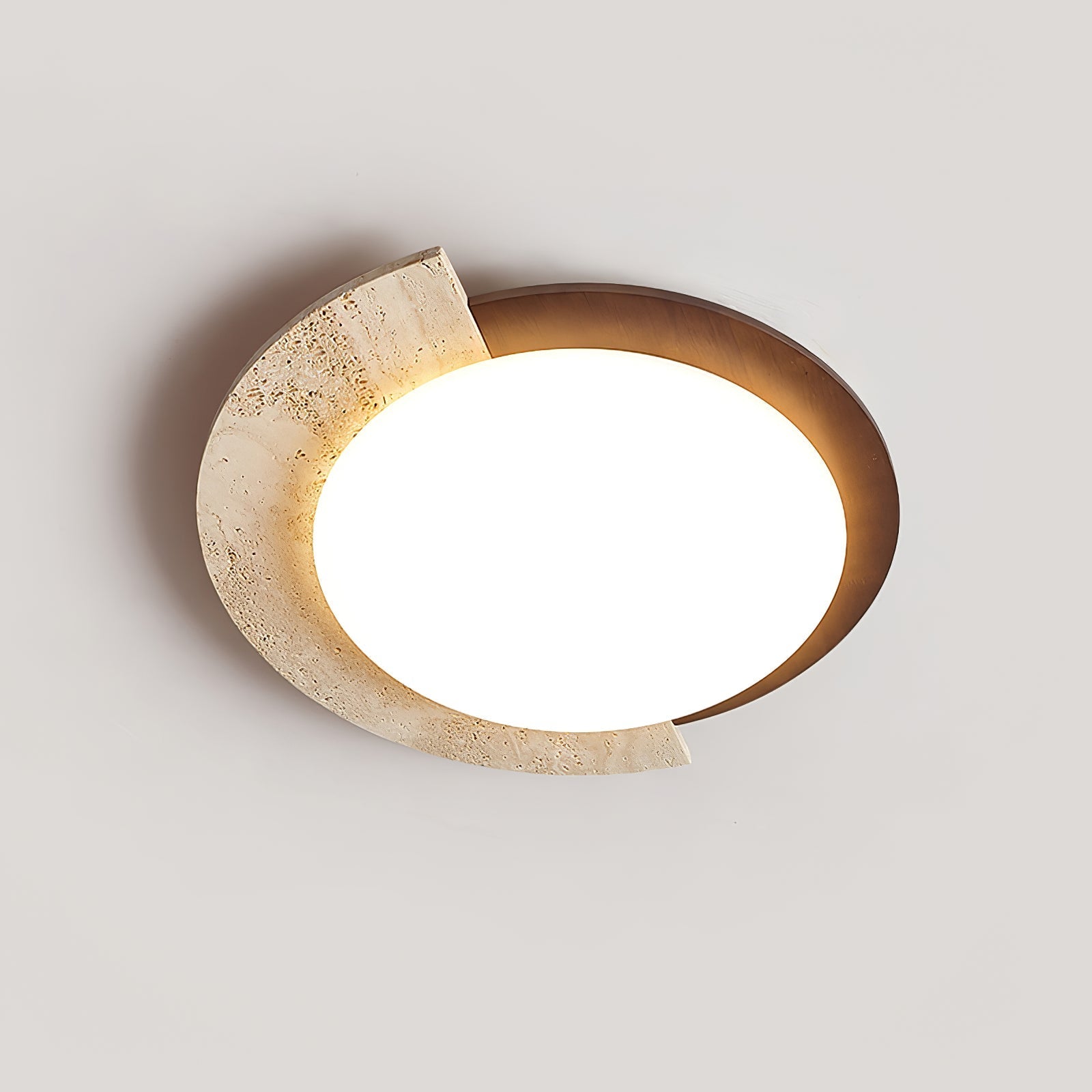 Noraaine Arc-Rim Travertine Ceiling Light