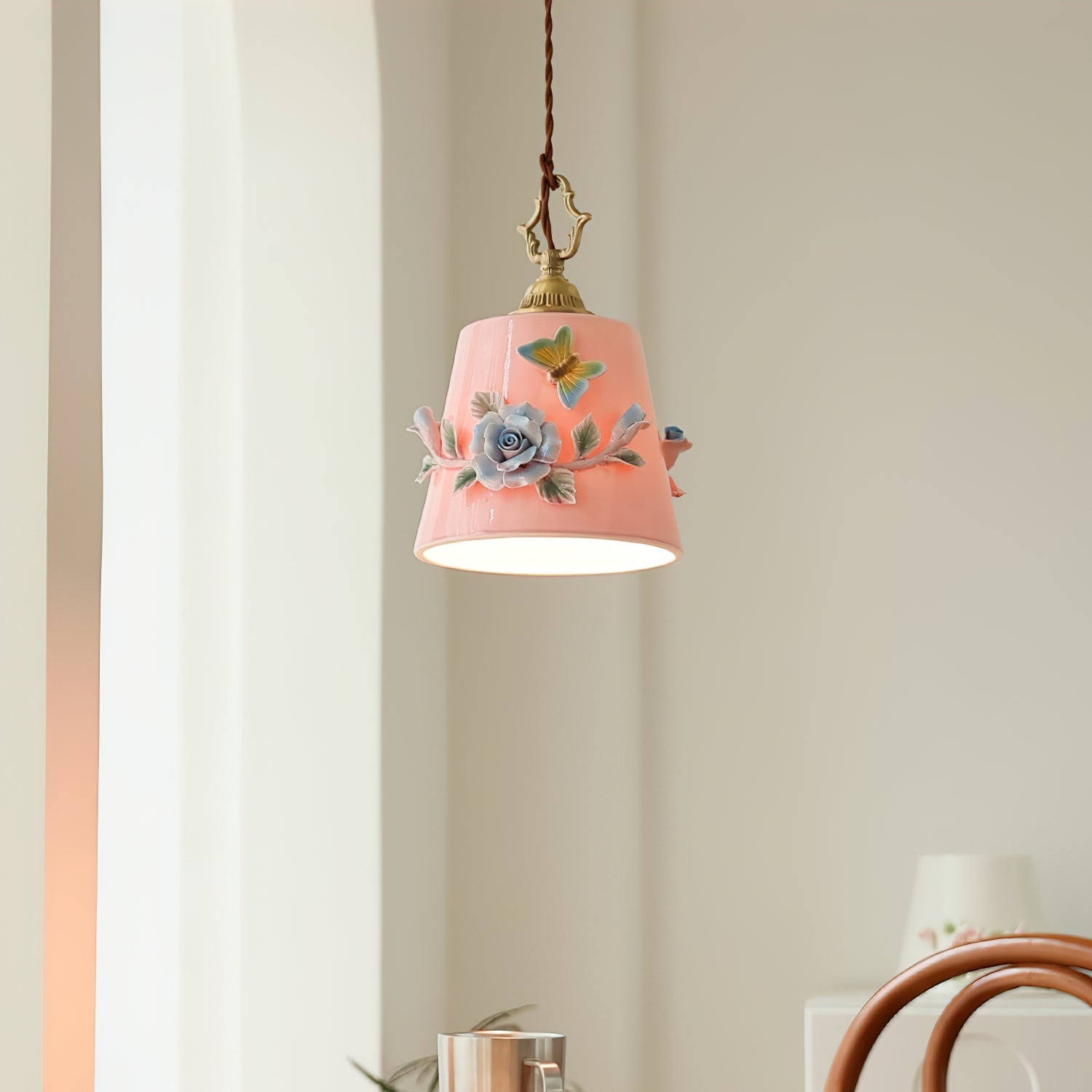 Eden Pendant Lamp Floral Butterfly Delight - Neutral Decor