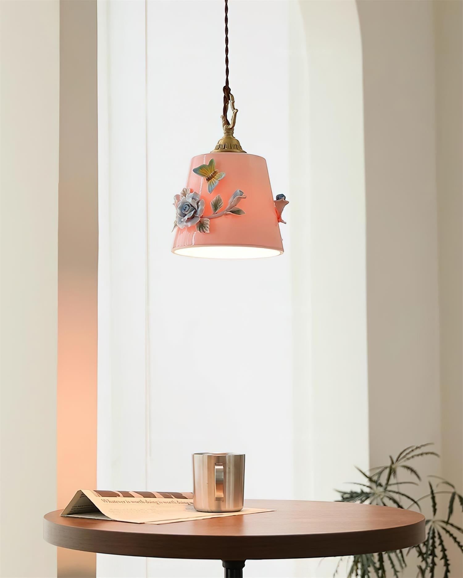Eden Pendant Lamp Floral Butterfly Delight - Neutral Decor
