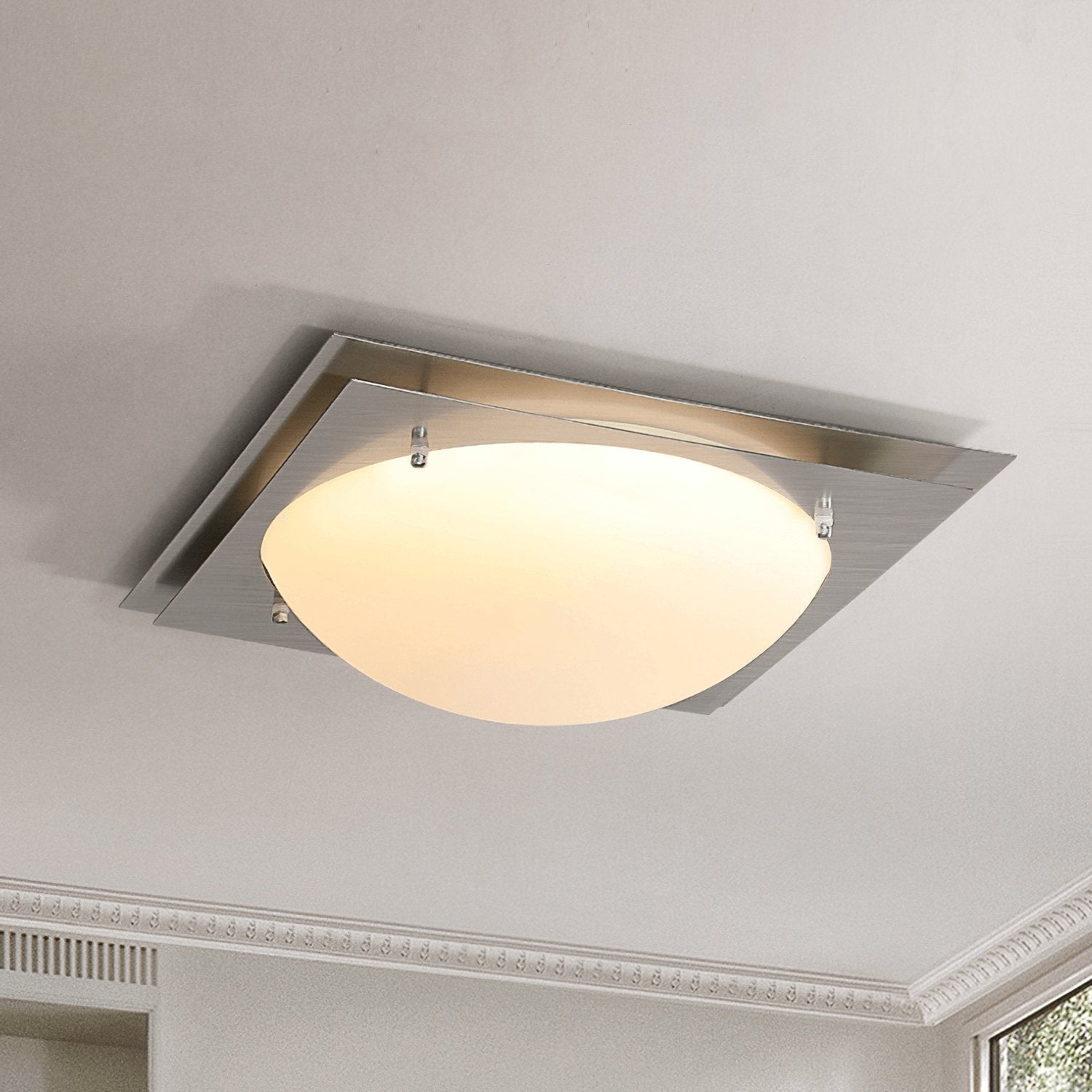 Vane Glass & steel Ceiling Lamp