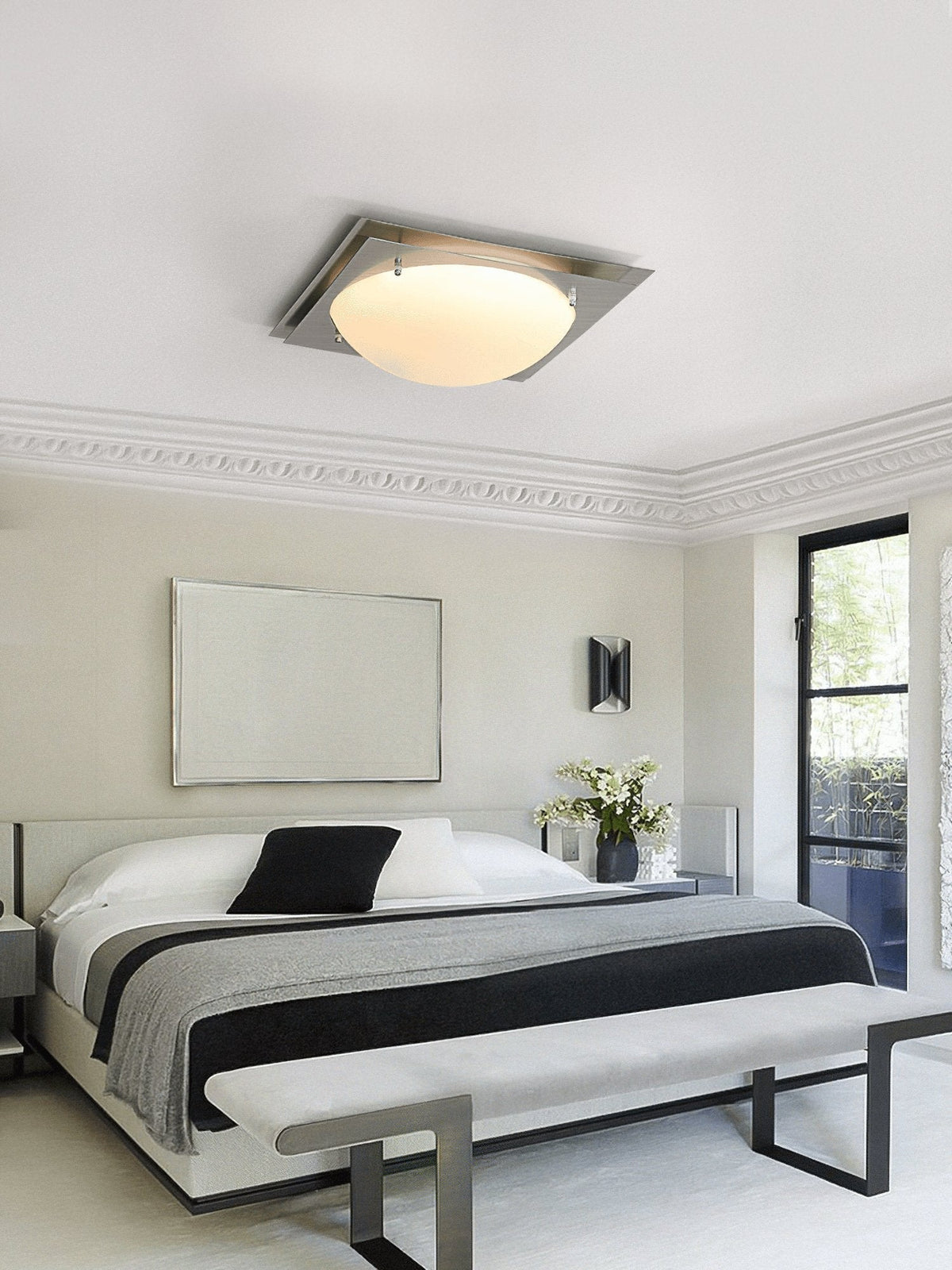Vane Glass & steel Ceiling Lamp