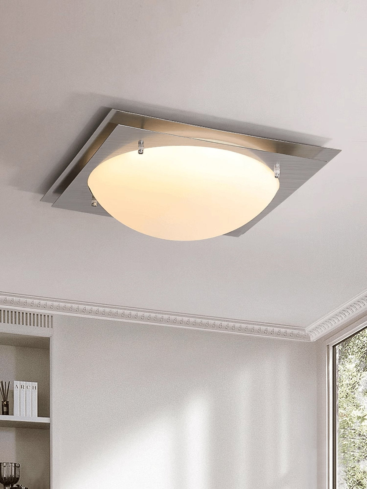 Vane Glass & steel Ceiling Lamp