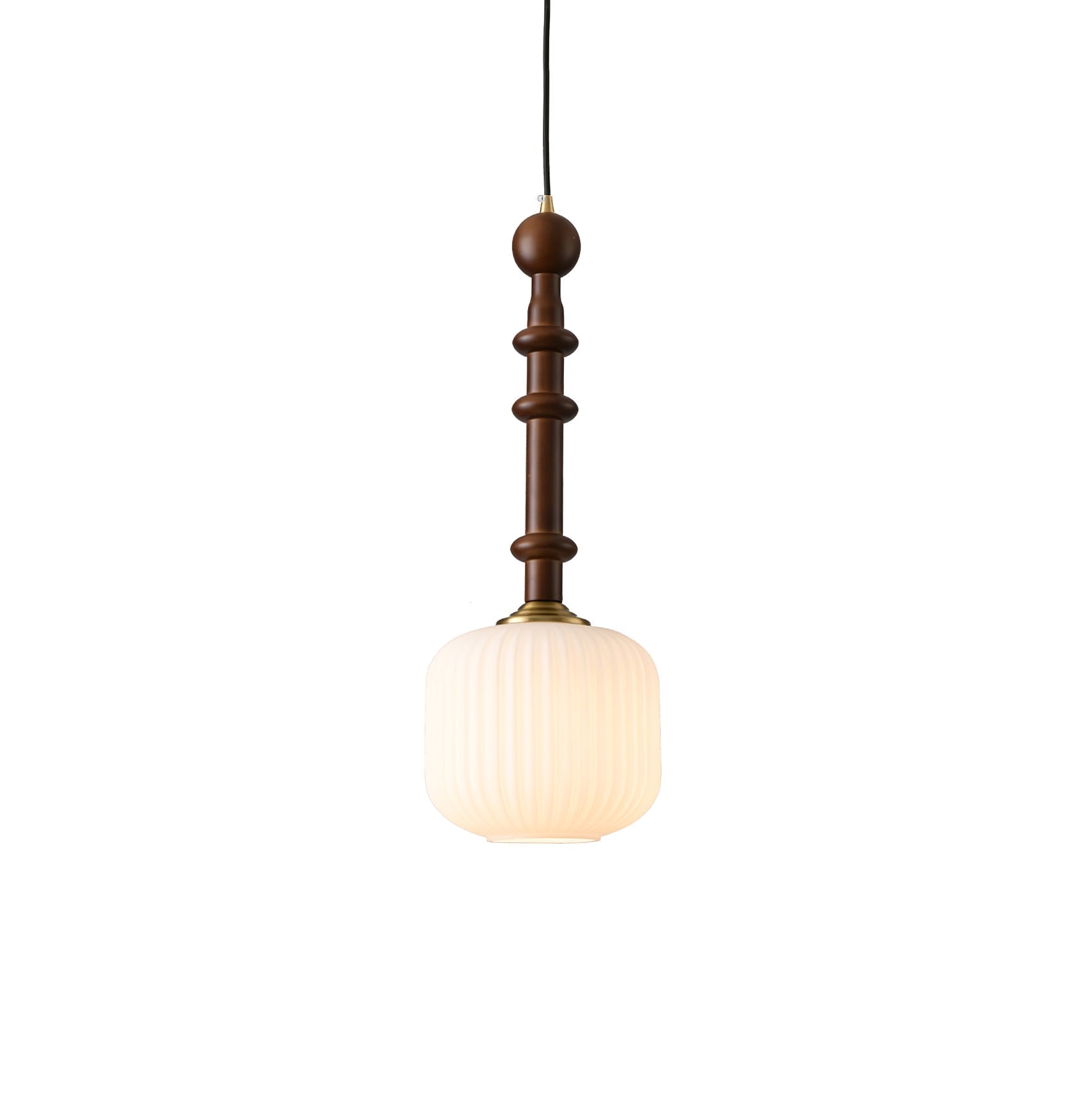 Iliror Traditional Art Wood Glass Pendant Light