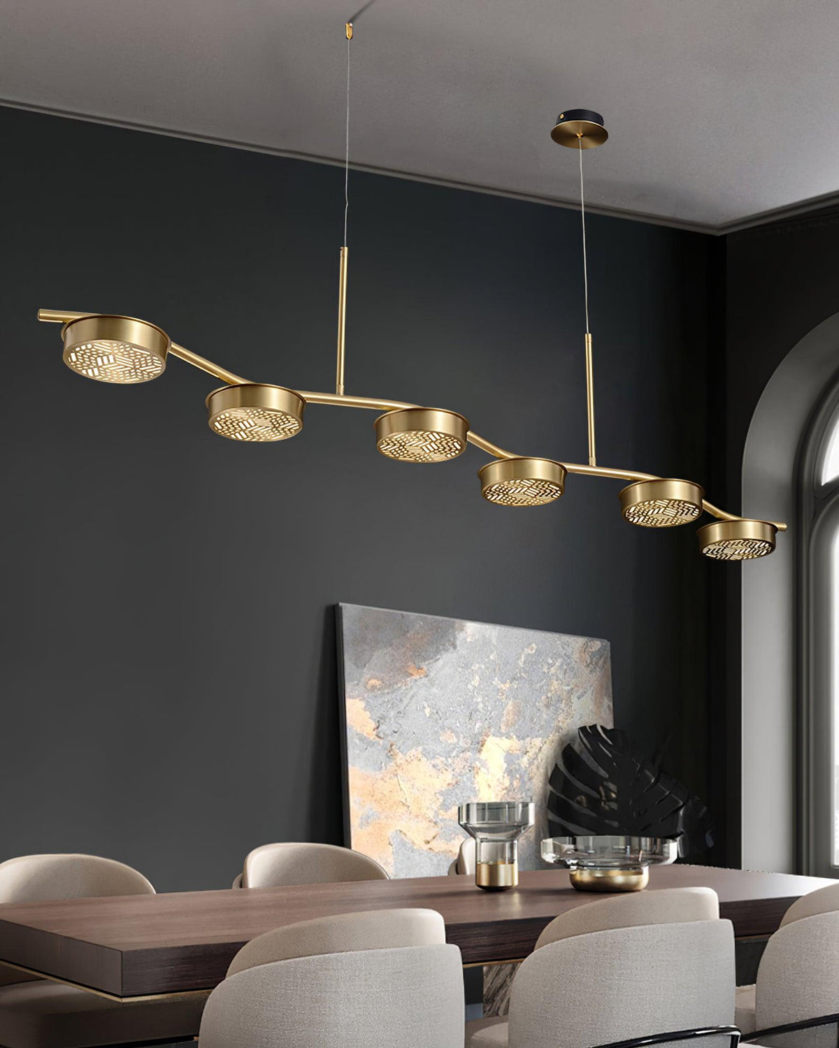 Aureus Sleek Brass Chandelier