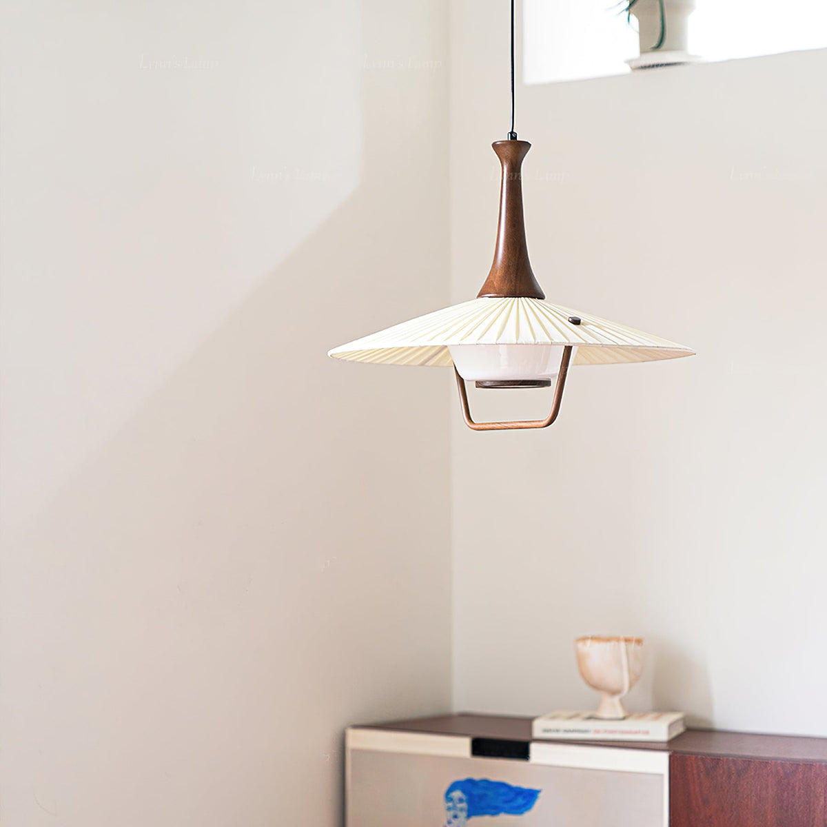 Mydorisra Traditional Classic Fabric Wood Pendant Lamp