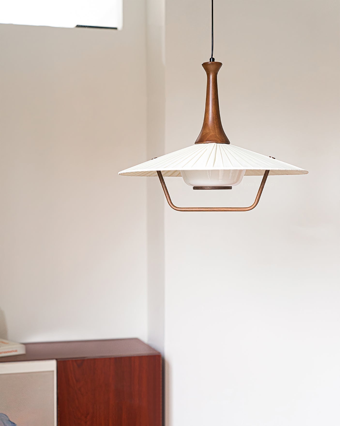 Mydorisra Traditional Classic Fabric Wood Pendant Lamp