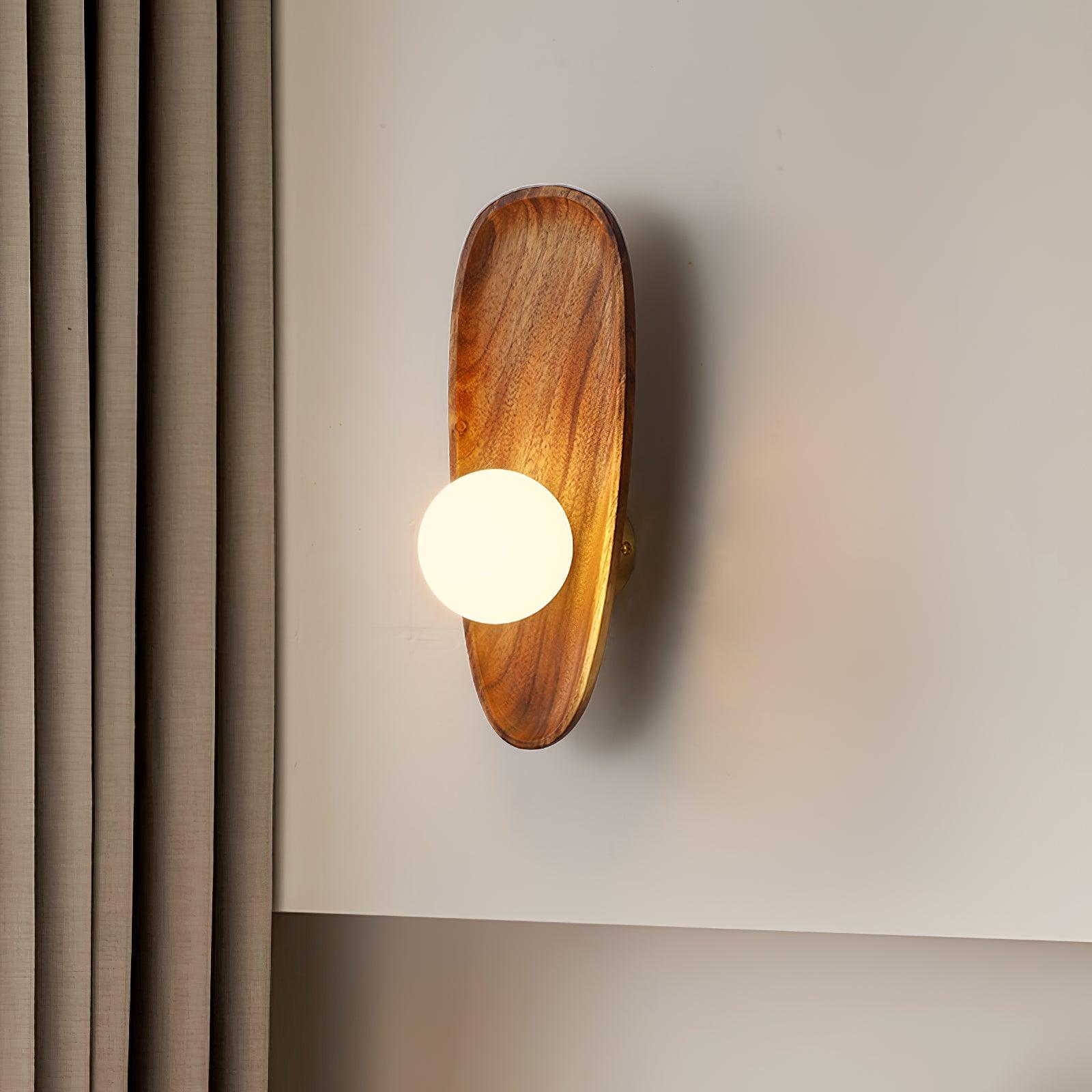 Keith Modern Minimalist Wood Glass Wall Lamp - Neutral Decor