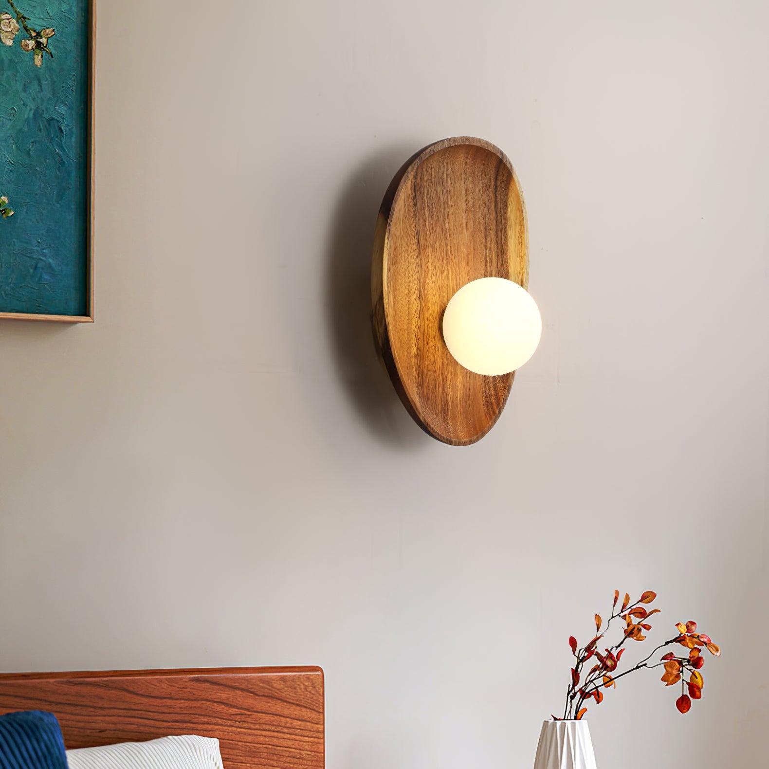 Keith Modern Minimalist Wood Glass Wall Lamp - Neutral Decor
