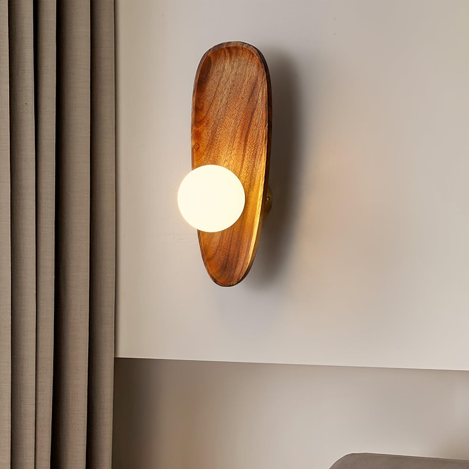 Keith Modern Minimalist Wood Glass Wall Lamp - Neutral Decor