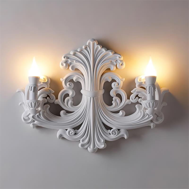 Wall Lamp Sculptural Plaster Candle Arms Uplighting Elegant - Neutral Decor