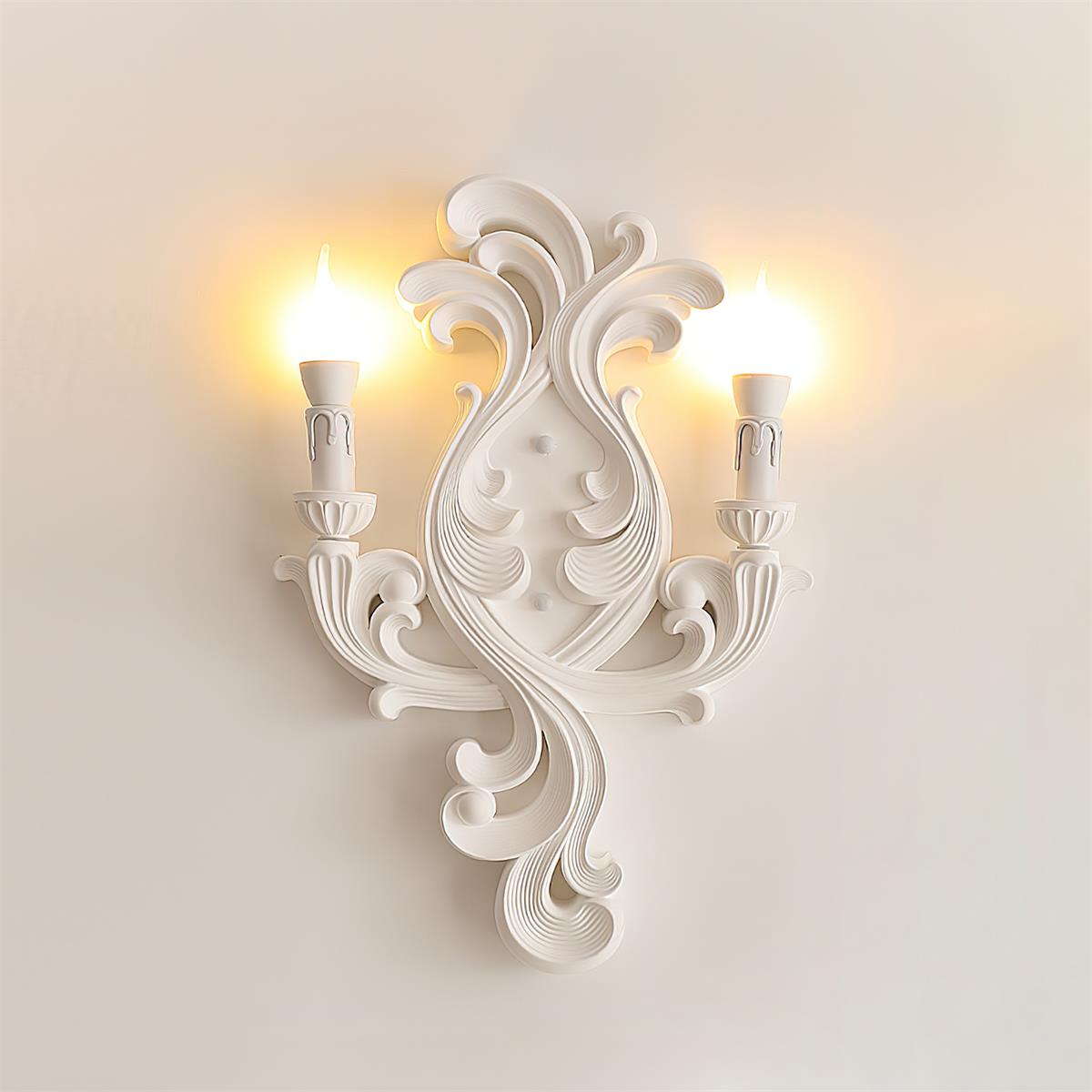 Wall Lamp Sculptural Plaster Candle Arms Uplighting Elegant - Neutral Decor