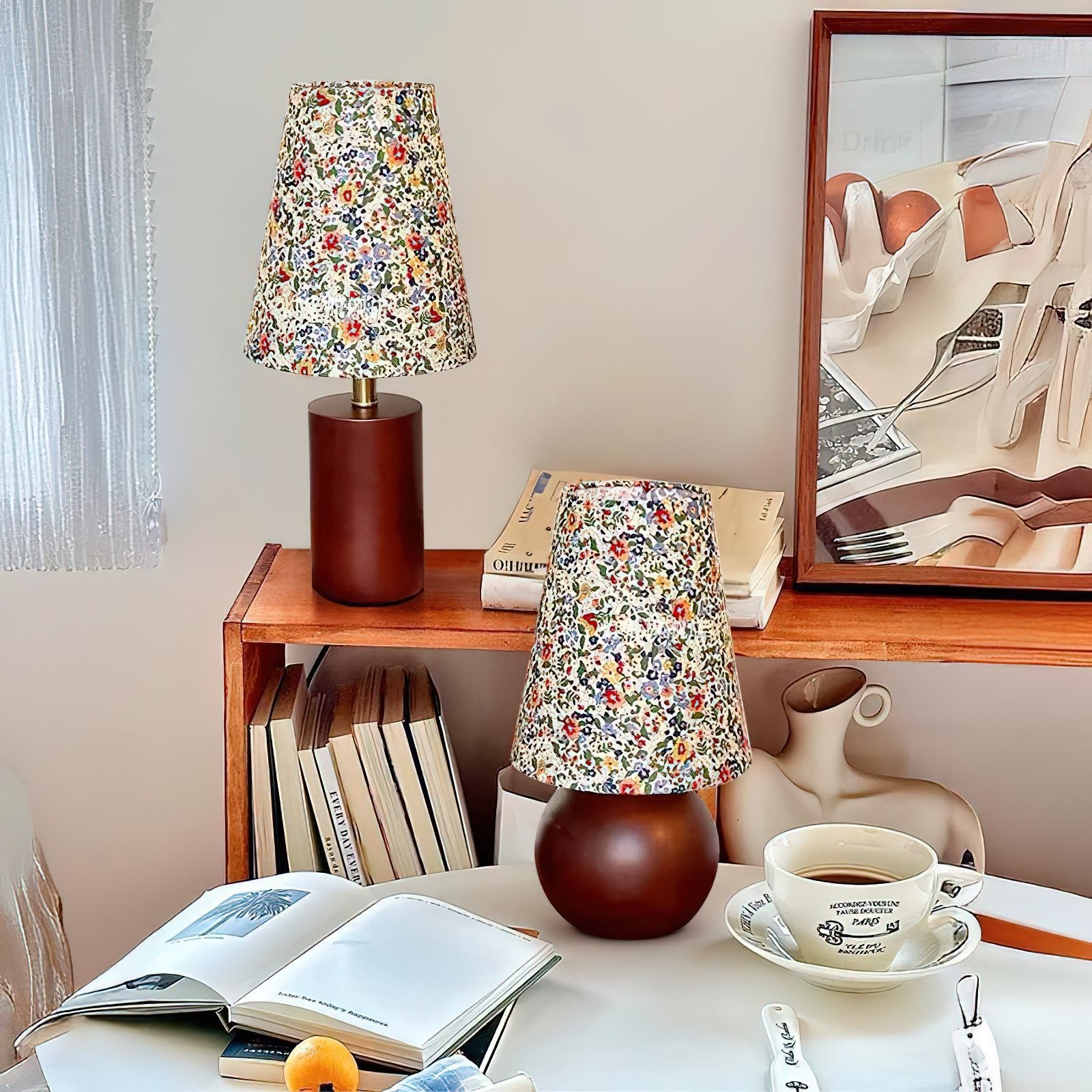 Elvivelia Vintage Wood Table Lamp