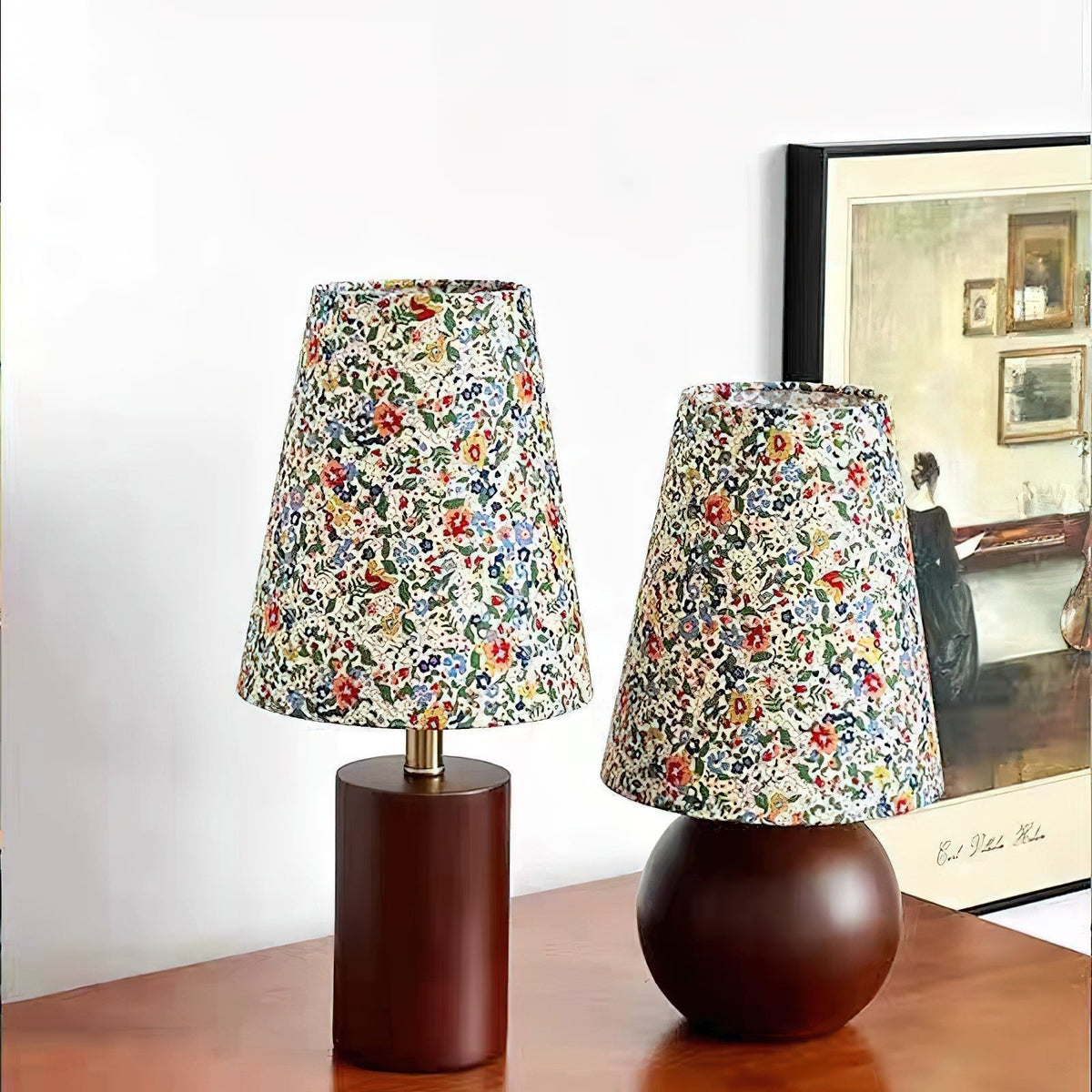 Elvivelia Vintage Wood Table Lamp