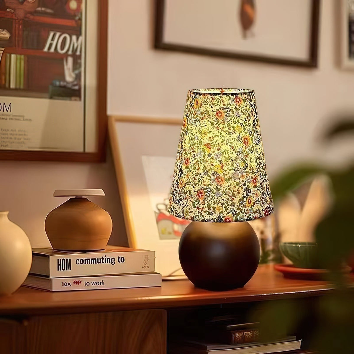 Elvivelia Vintage Wood Table Lamp