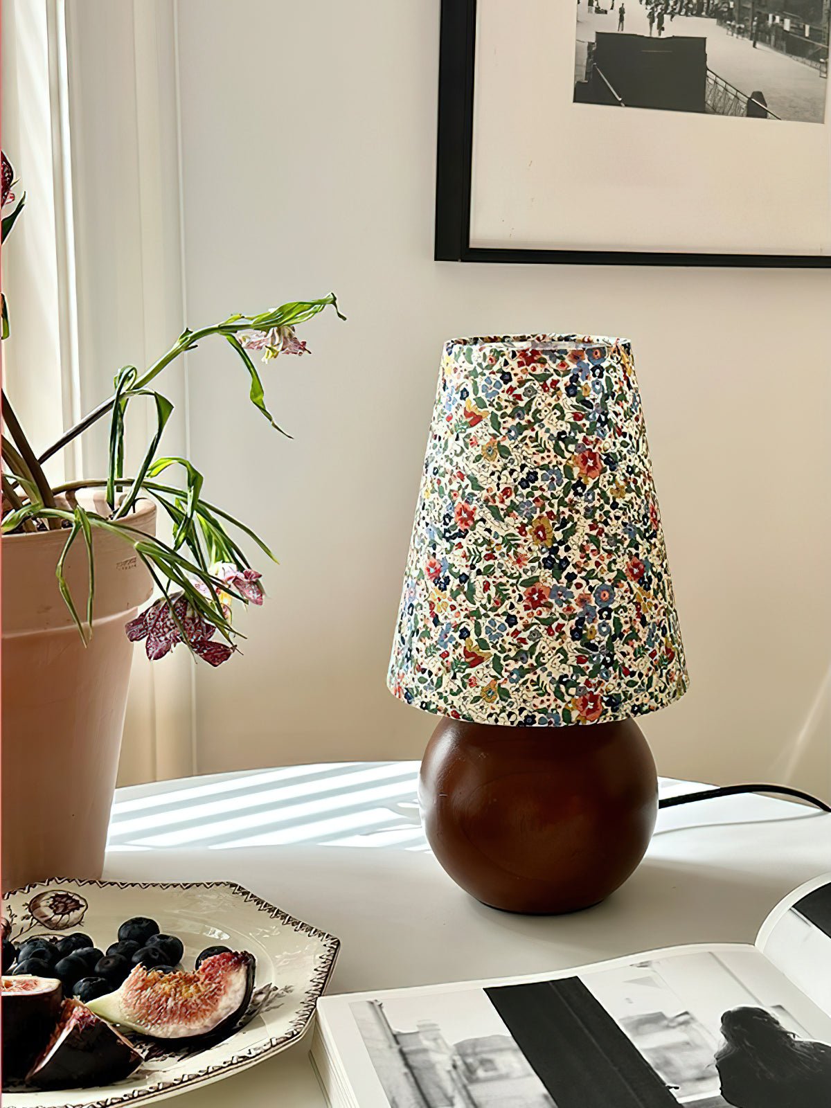 Elvivelia Vintage Wood Table Lamp