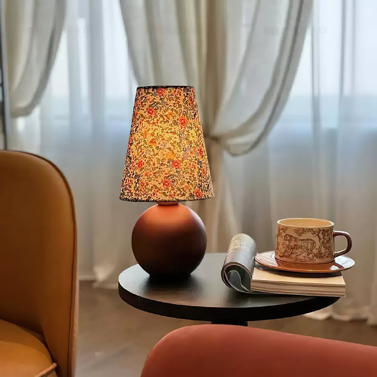 Elvivelia Vintage Wood Table Lamp