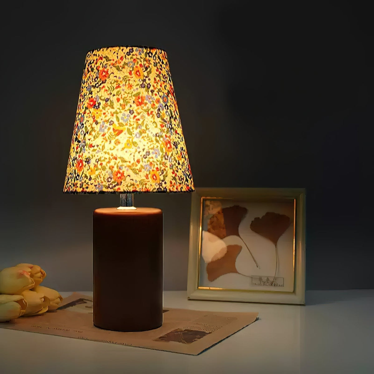 Elvivelia Vintage Wood Table Lamp