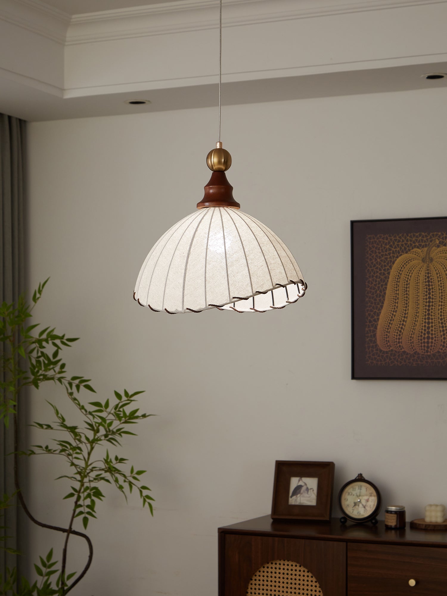 Earian Wood Fabric Elegant Pendant Light