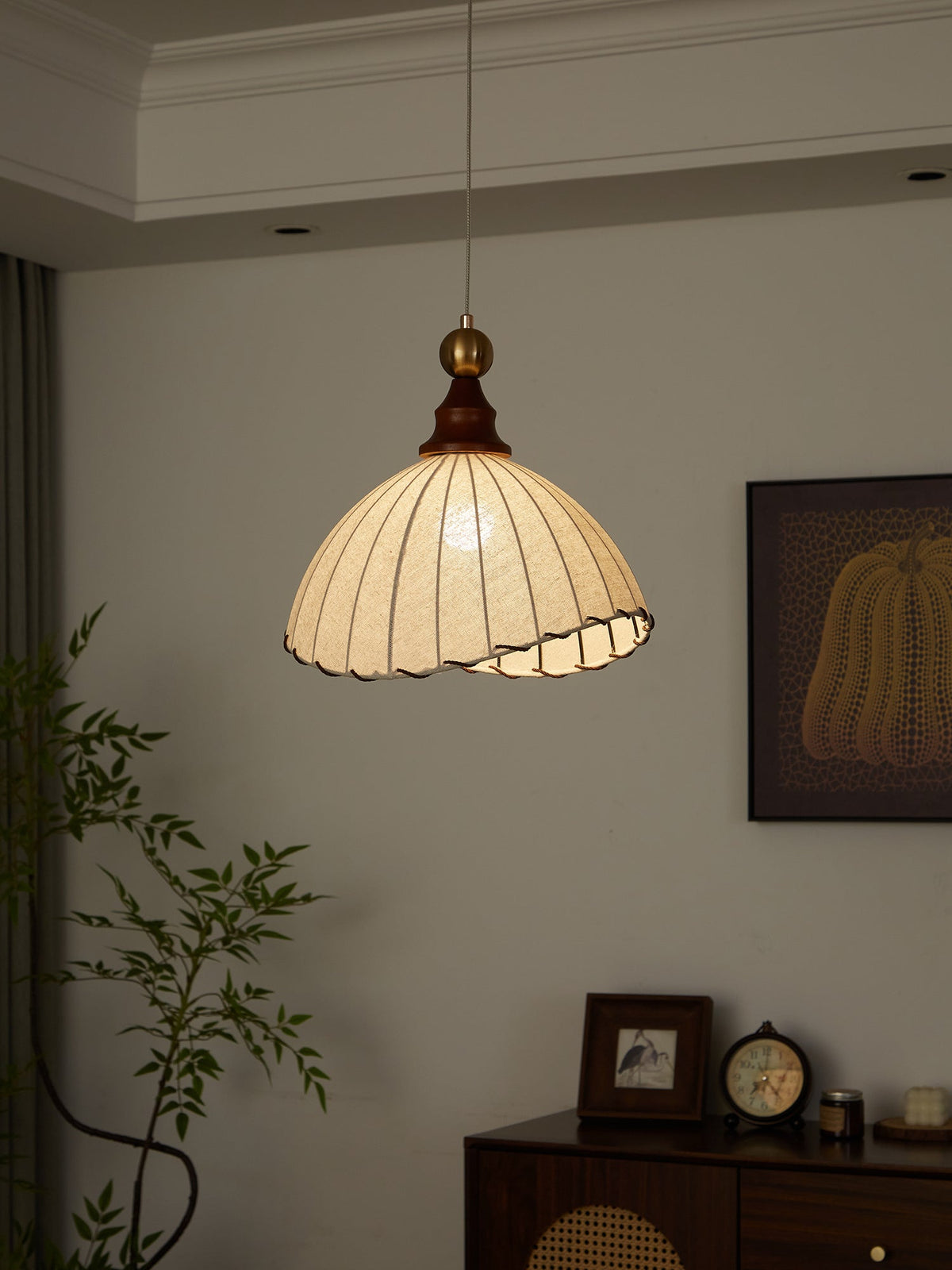 Earian Wood Fabric Elegant Pendant Light