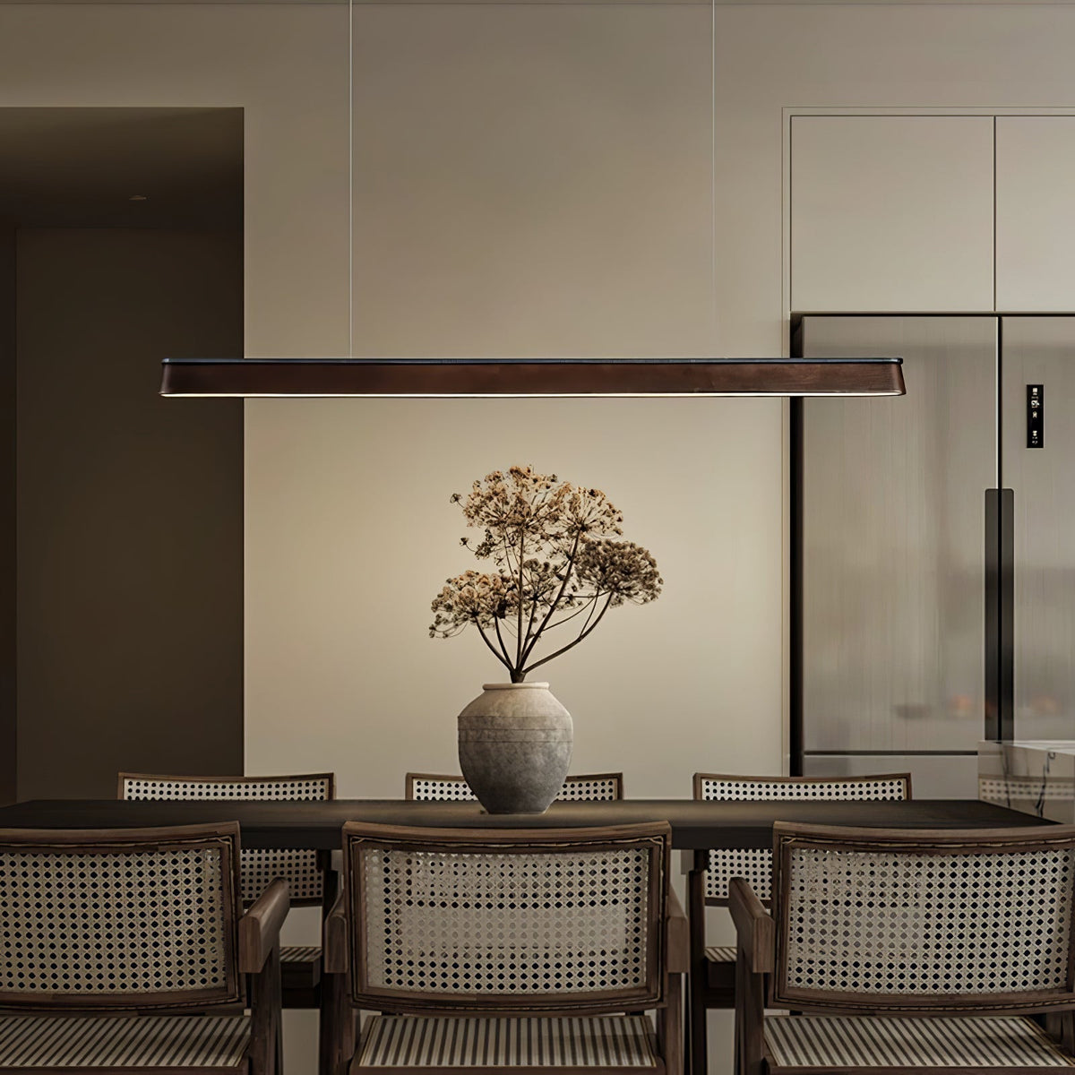 Zura Industrial Wood Linear Pendant Lamp