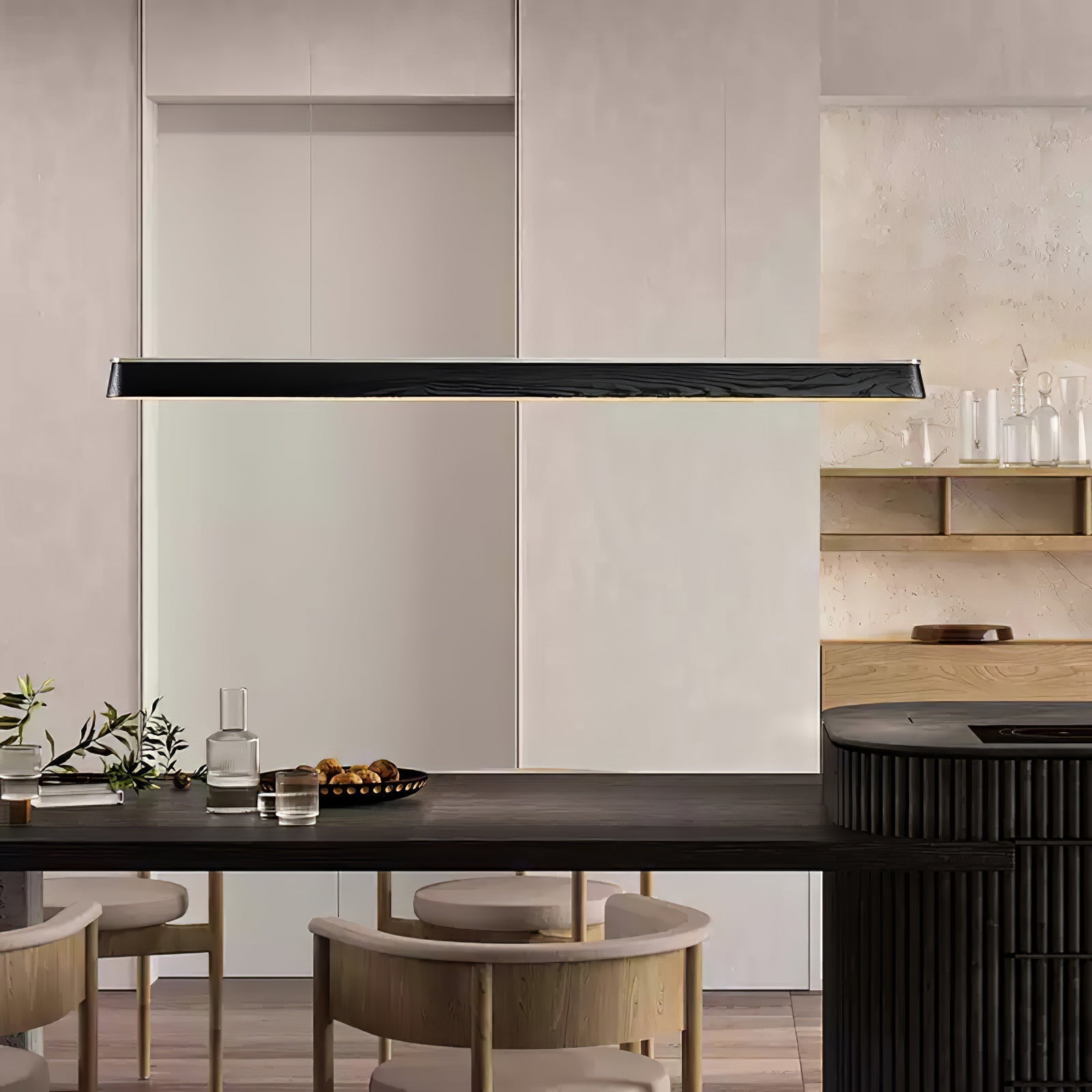 Zura Industrial Wood Linear Pendant Lamp