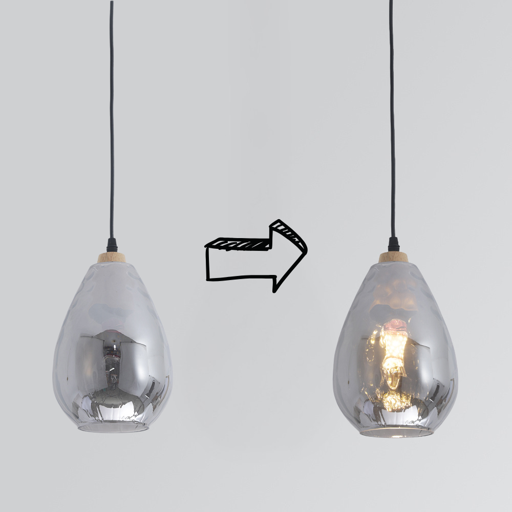 Avi Vintage Teardrop Pendant Light, Glass/Wood - Neutral Decor