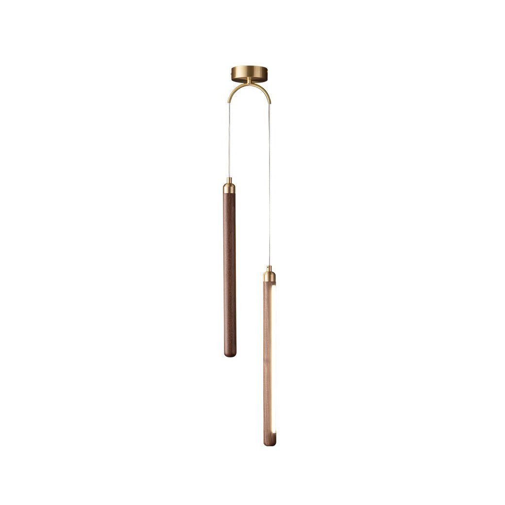 Kyoto Walnut Brass Linear Pendant Light