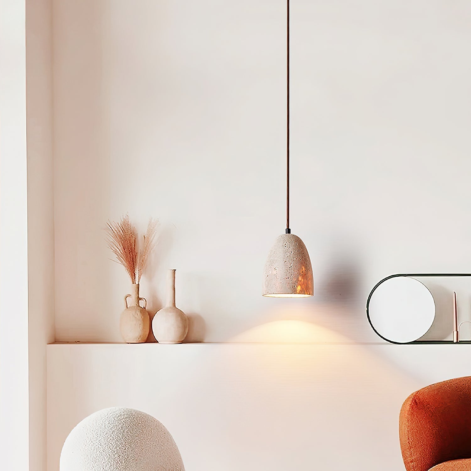 Evtheira Conical Travertine Pendant Light