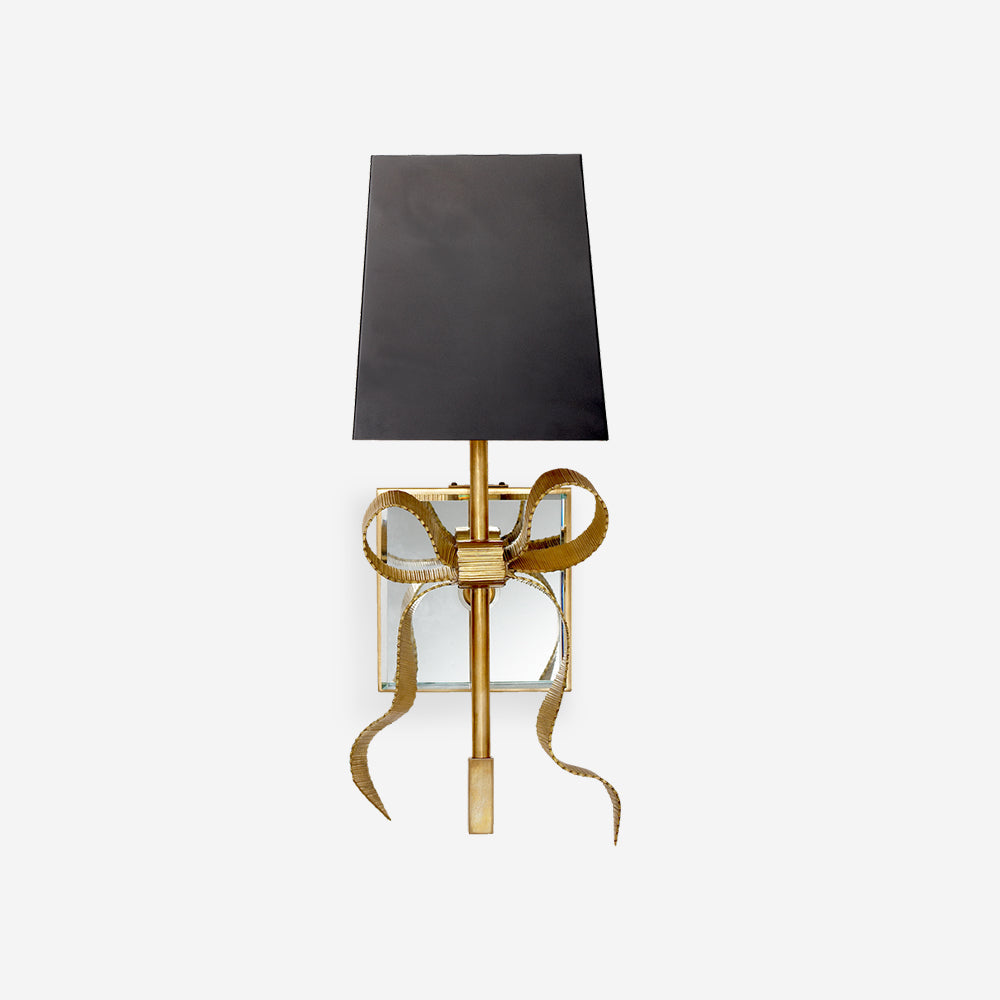 Ribelle Black Shade Wall Sconce with Gold Bow Accent - Neutral Decor