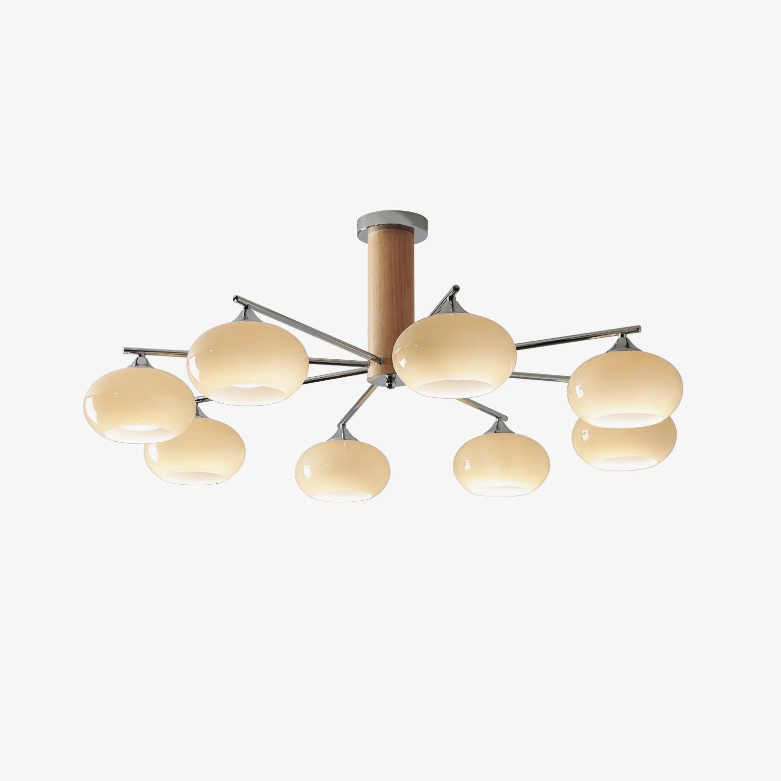Srra Chandelier Persimmon Glass Mid-Century 8-Light